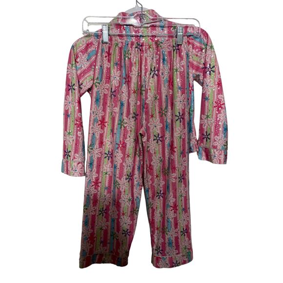 SLEEPING BEAUTY Girl's 2PC Pajama Set Size 10 Pink Snowflake - Picture 3 of 6